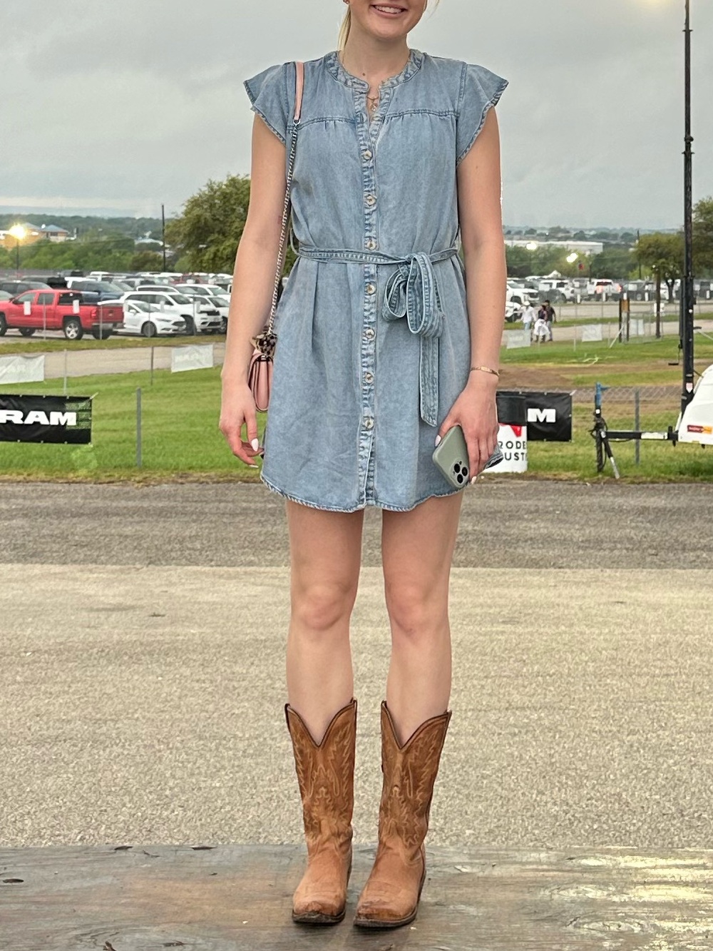 MINE DENIM RUFFLE DRESS